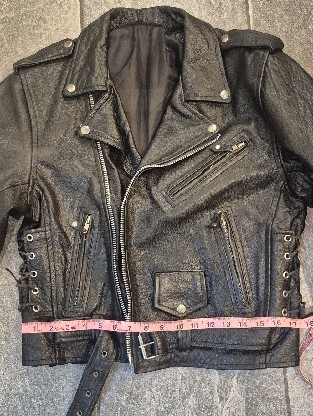 Classic Black Leather Biker Jacket - Women - Picture 5 of 8
